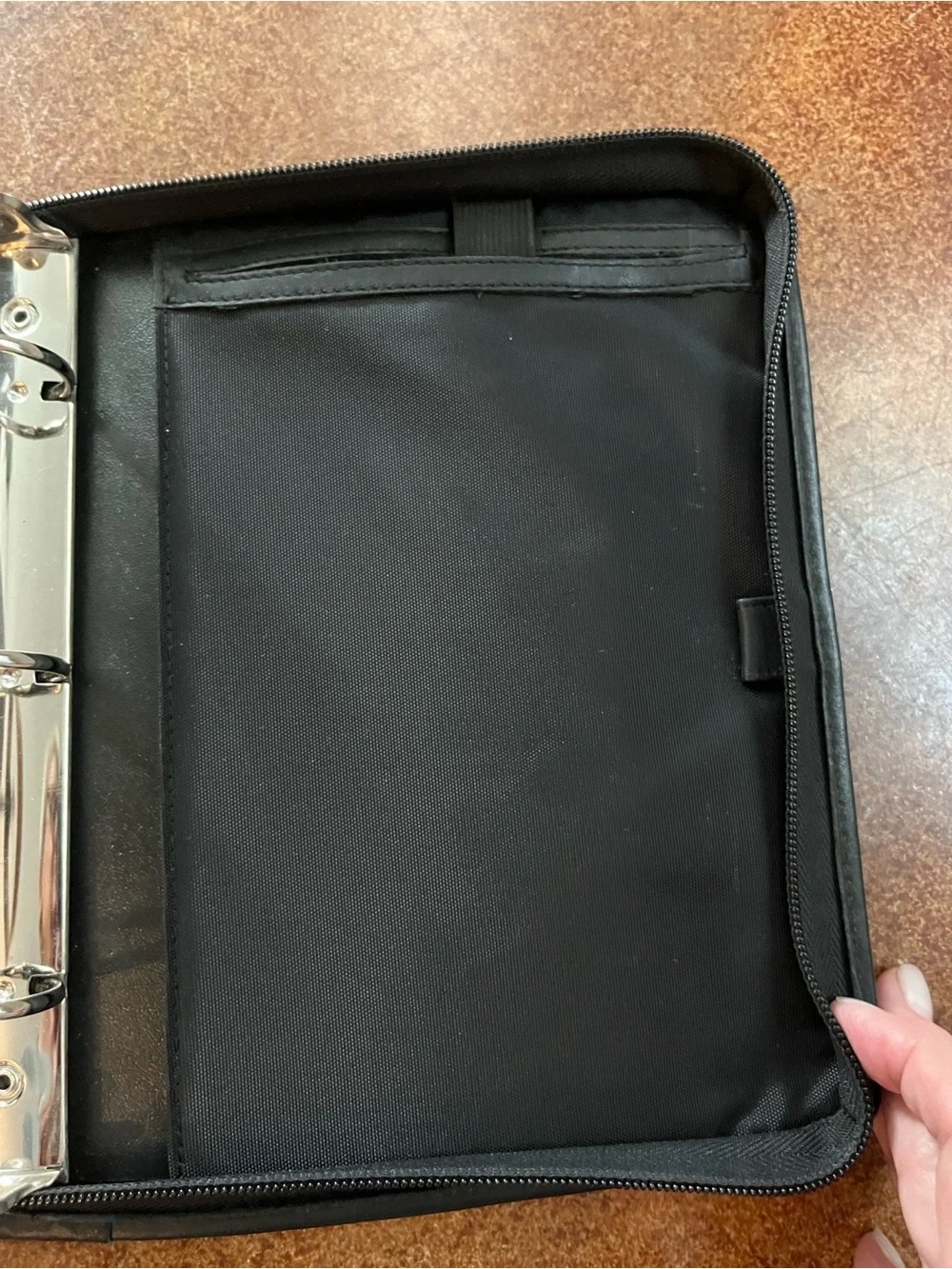 Brighton Black Nylon Notebook withCroc-Texture Leather Front Pocket